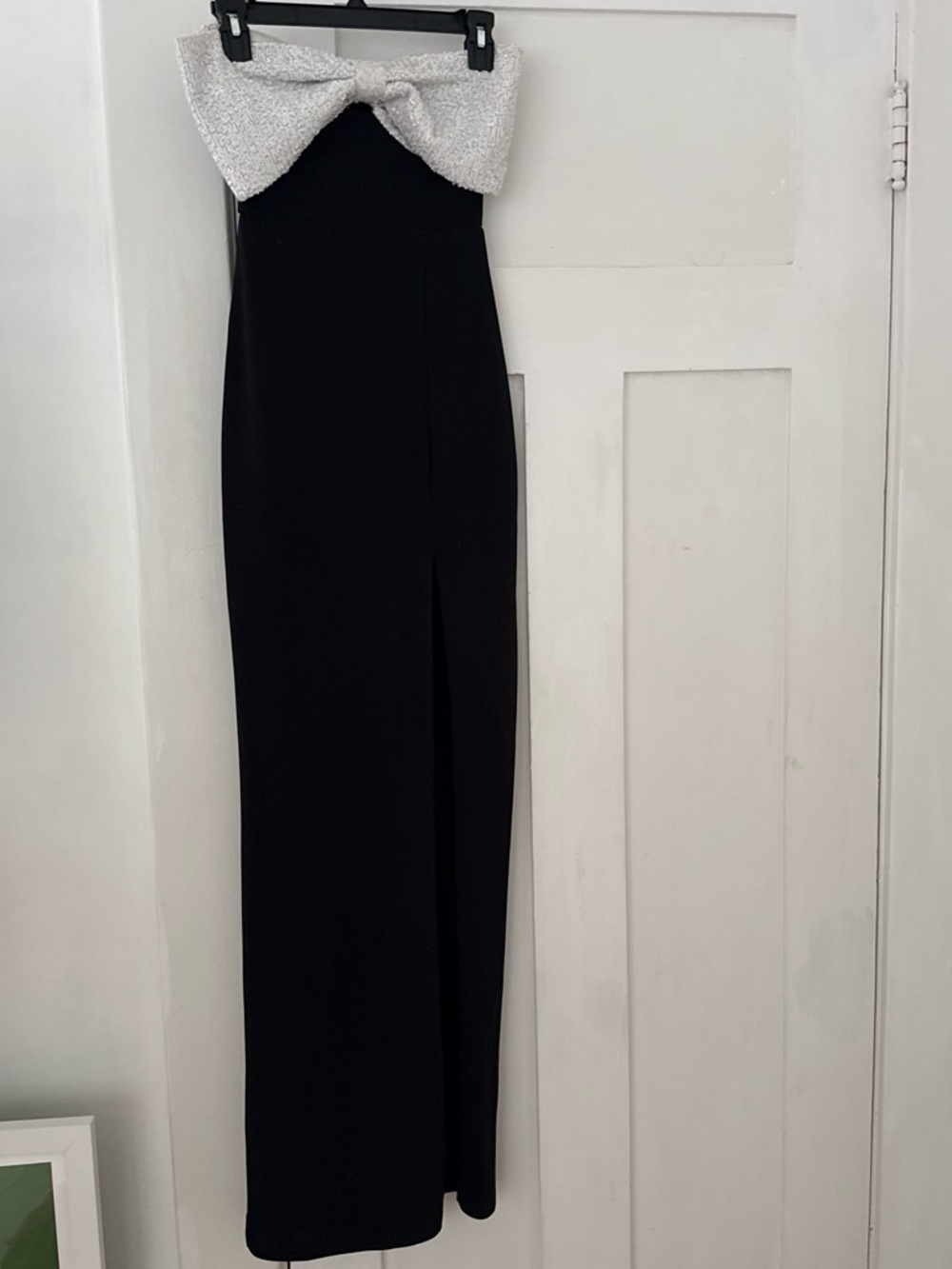 Windsor Black Maxi Dress with Silver Bow Top